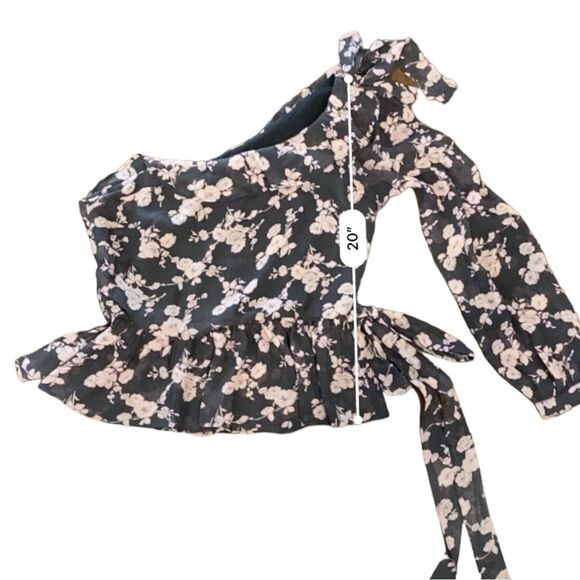 For Love And Lemons Theo Silk Blend One Shoulder Top Medium - Picture 10 of 15